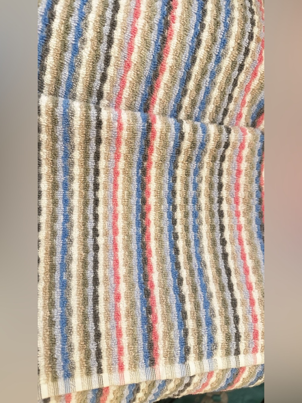 2 new mid Century multi colored hand towels striped